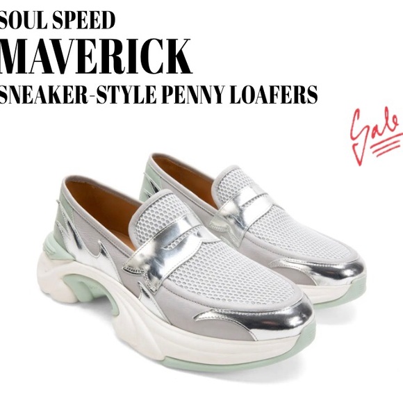 John Fluevog Shoes - Soul Speed Maverick Silver and White Loafers - W8/M6 generous